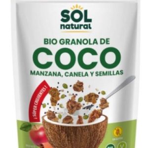 BIO GRANOLA DE COCO, MANZANA, CANELA Y SEMILLAS 140GR